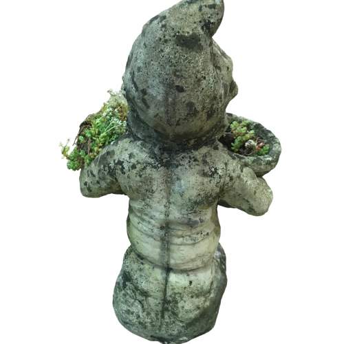 Vintage Weathered Concrete Garden Gnome Planter image-6