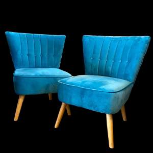 Pair of Velvet Button Back Chairs