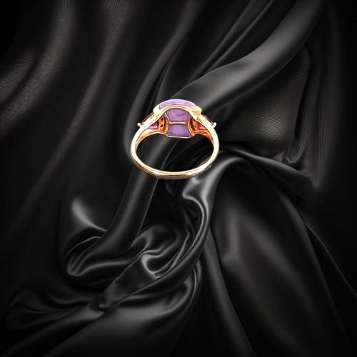 Gold Lavender Jade Amethyst Diamond Ring image-6