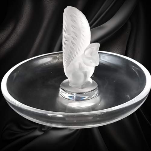 Lalique Crystal Glass Squirrel Ring Dish image-1