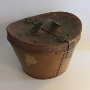 Leather Hat Box With Top Hat and Original Working Key