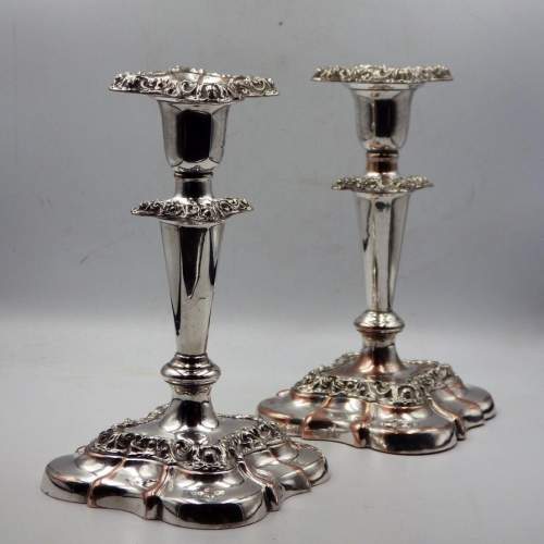 Quality Pair of 19th Century Old Sheffield Plate Antique Candlesticks image-1