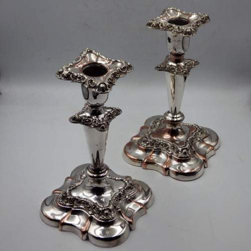 Quality Pair of 19th Century Old Sheffield Plate Antique Candlesticks image-2