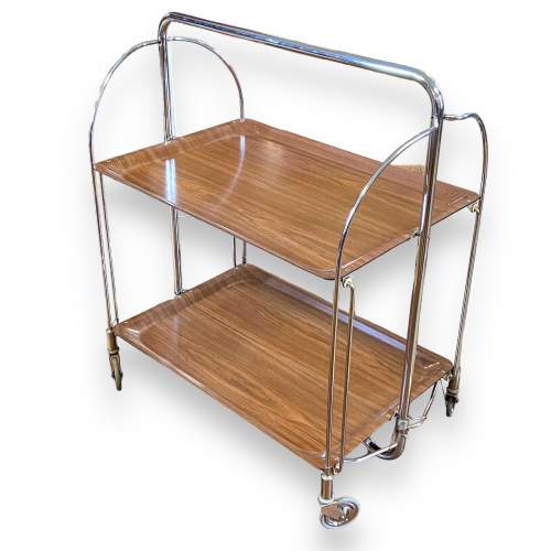 Mid 20th Century Tubular Chrome Folding Trolley image-1