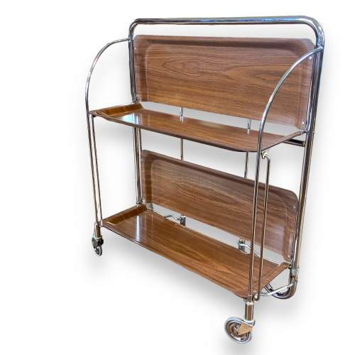 Mid 20th Century Tubular Chrome Folding Trolley image-3