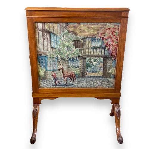 Mahogany Framed Large Tapestry Fire Screen image-1