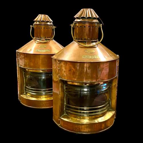 Pair of Large Copper Port & Starboard Ships Lanterns image-1