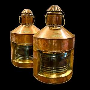 Pair of Large Copper Port & Starboard Ships Lanterns