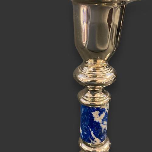 Pair of Quality Chinese Blue Marble Candlesticks image-5