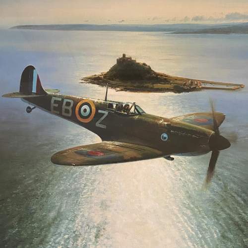 Spitfire over St Michaels Mount Limited Edition Signed Print by Robert Taylor image-2