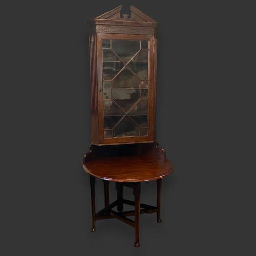 Very Unusual Mahogany Corner Cabinet with Table image-1