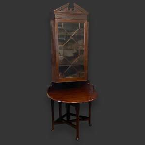 Very Unusual Mahogany Corner Cabinet with Table