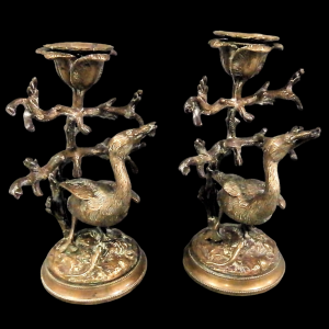 A Pair of Post Regency Gilt Bronze Candlesticks Circa 1830