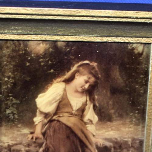 19th Century Art Nouveau Crystoleum of a Young Girl by a Stream image-3