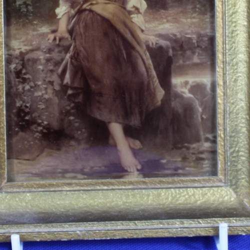 19th Century Art Nouveau Crystoleum of a Young Girl by a Stream image-4