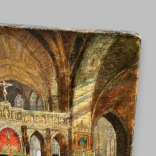 Oil on Board of a Cathedral Interior by David Roberts image-4