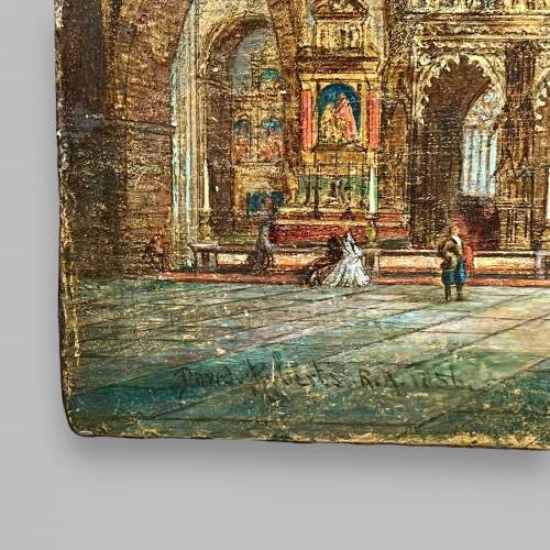 Oil on Board of a Cathedral Interior by David Roberts image-5