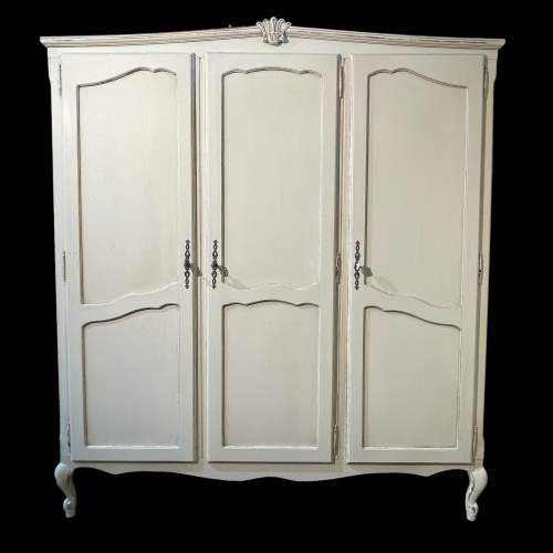 Vintage French Painted Three Door Armoire Wardrobe image-1