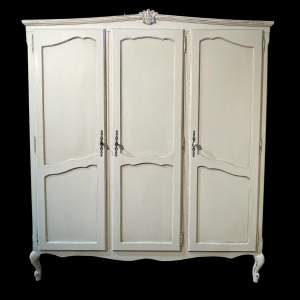 Vintage French Painted Three Door Armoire Wardrobe