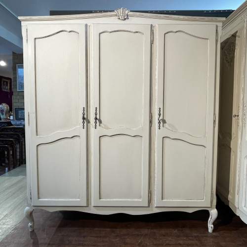 Vintage French Painted Three Door Armoire Wardrobe image-2