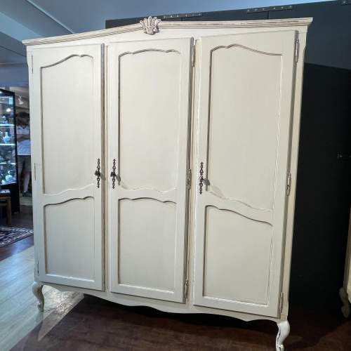 Vintage French Painted Three Door Armoire Wardrobe image-3