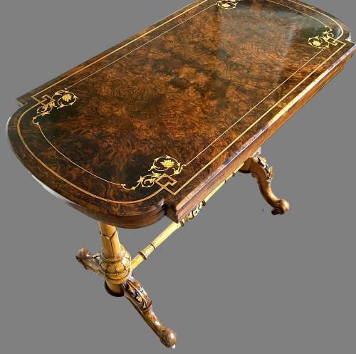 A Victorian Burr Walnut Card Table image-4