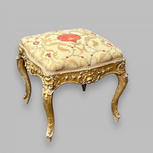 French 19th Century Gilt Wood Footstool image-1