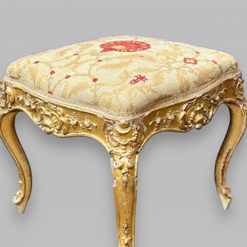 French 19th Century Gilt Wood Footstool image-3