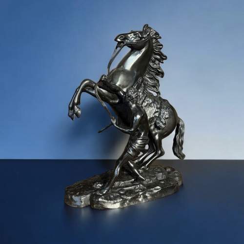 A Pair of French Classical 19th Century Bronze Marley Horses image-2