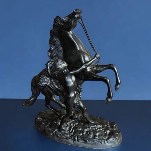 A Pair of French Classical 19th Century Bronze Marley Horses image-3