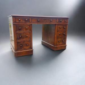 A Fine Quality Victorian Period Burr Walnut Pedestal Desk
