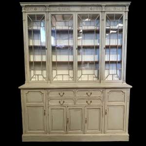Victorian Large Painted 4 Door Glazed Bookcase