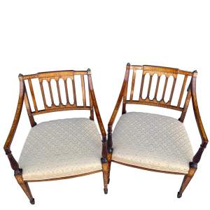 Fine Pair of Inlaid Arm Chairs