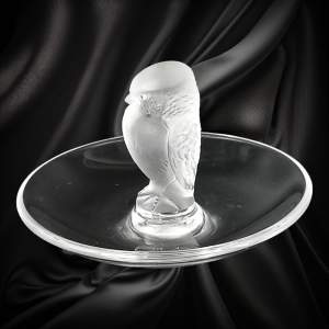 Lalique Crystal Glass Bird Pin or Ring Dish