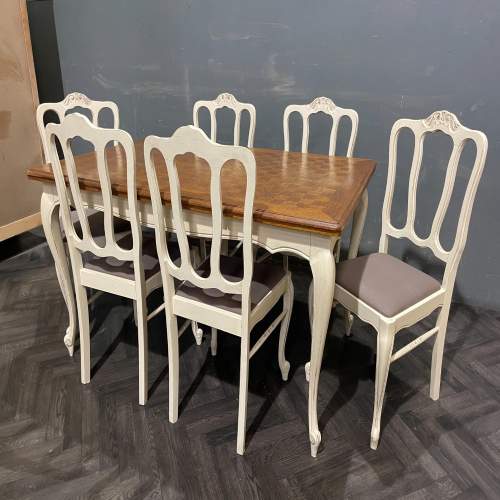 French Painted Dining Table & Six Dining Chairs image-2