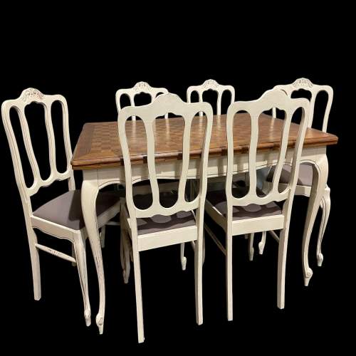 French Painted Dining Table & Six Dining Chairs image-1