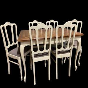 French Painted Dining Table & Six Dining Chairs