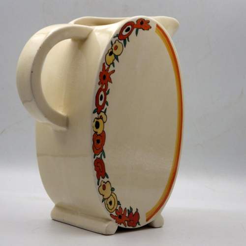 Clarice Cliff 1930s Art Deco Bizarre Orange Wreath Bonjour Jug image-2