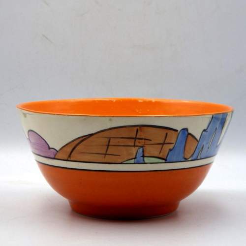 Clarice Cliff 1930s Art Deco Bizarre Orange Roof Cottage Small Bowl image-2