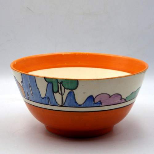 Clarice Cliff 1930s Art Deco Bizarre Orange Roof Cottage Small Bowl image-3