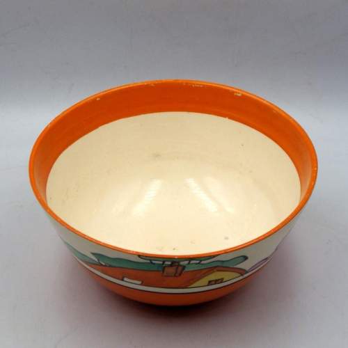 Clarice Cliff 1930s Art Deco Bizarre Orange Roof Cottage Small Bowl image-5