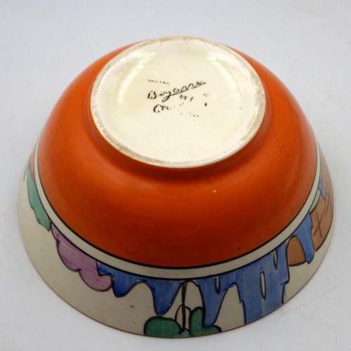 Clarice Cliff 1930s Art Deco Bizarre Orange Roof Cottage Small Bowl image-6