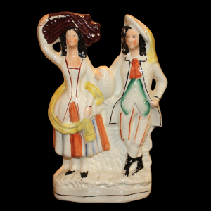 Victorian Staffordshire flat back of man and woman
