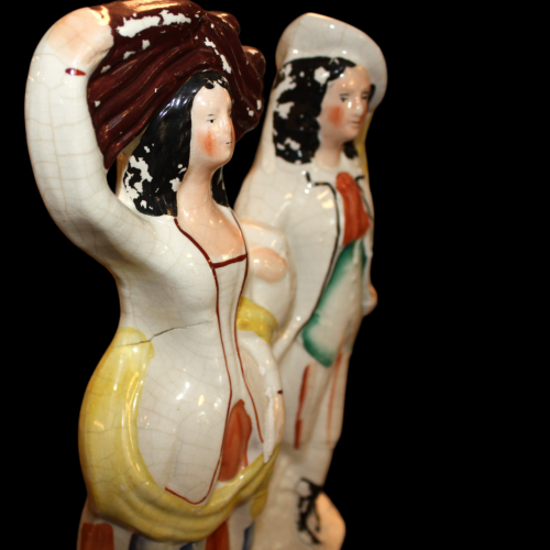 Victorian Staffordshire flat back of man and woman image-4