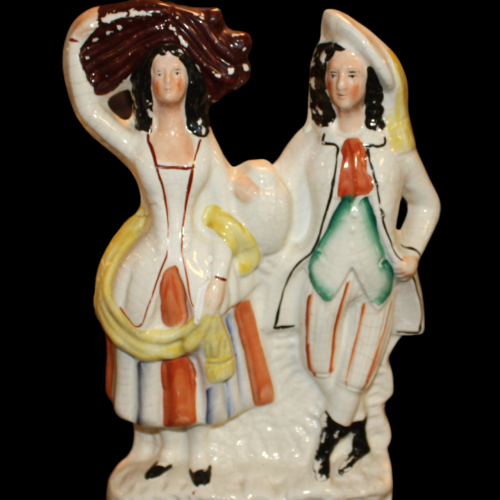 Victorian Staffordshire flat back of man and woman image-5