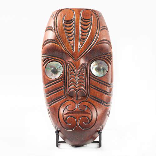 Hand Carved New Zealnd Maori Tiki Parata Mask image-1