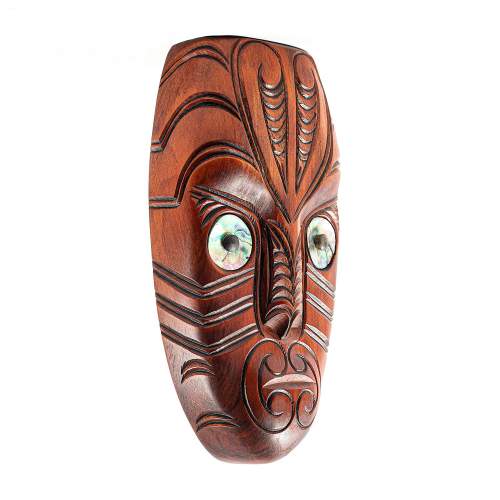 Hand Carved New Zealnd Maori Tiki Parata Mask image-2