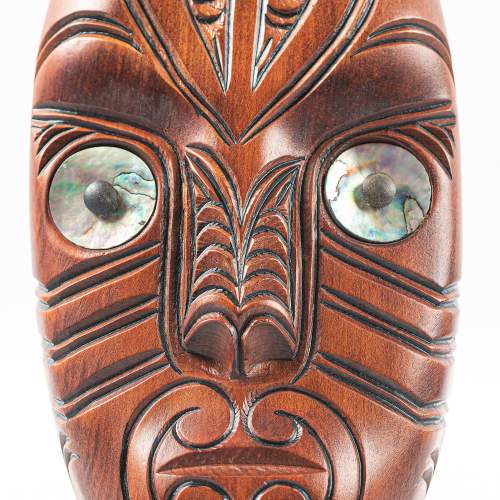 Hand Carved New Zealnd Maori Tiki Parata Mask image-4