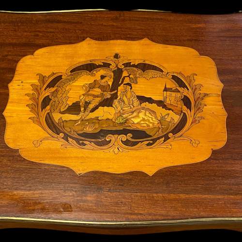 French Inlaid Mixed Wood Side Table image-2