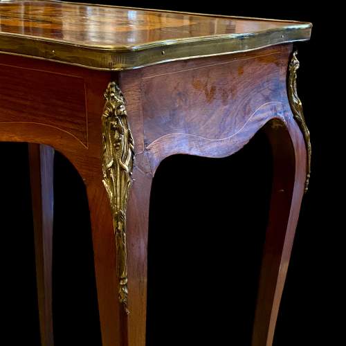 French Inlaid Mixed Wood Side Table image-3